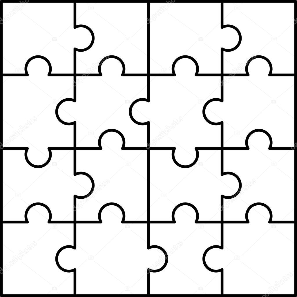 Puzzle pieces pattern. Outline illustration of puzzle pieces vector pattern for web design