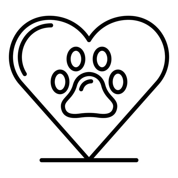 爱宠物心图标，轮廓风格 — 图库矢量图片