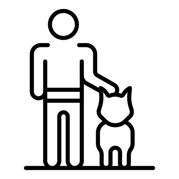男の訓練犬のアイコン、アウトラインスタイル — ストックベクタ