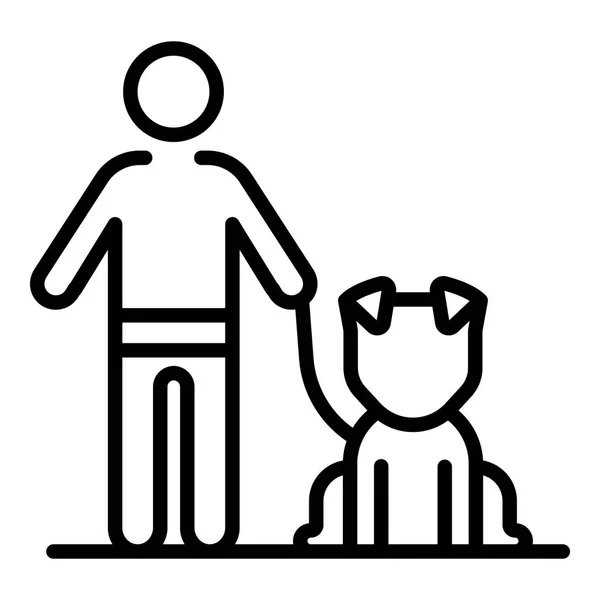 Man nemen hond pictogram, omtrek stijl — Stockvector