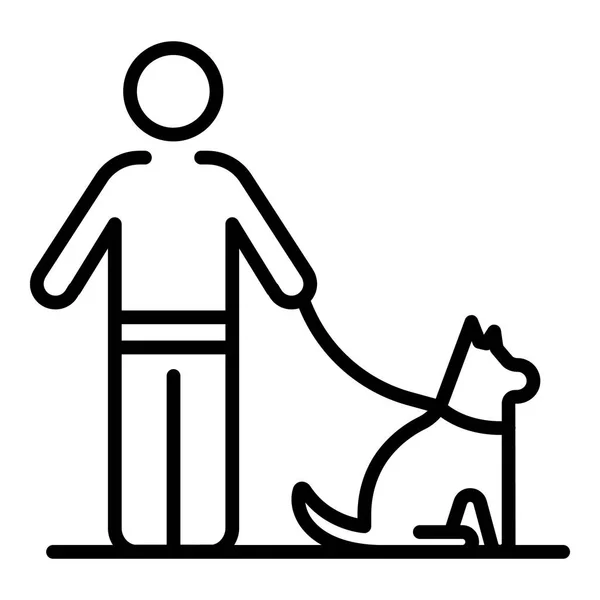 犬アイコン、アウトラインのスタイルを歩く男 — ストックベクタ