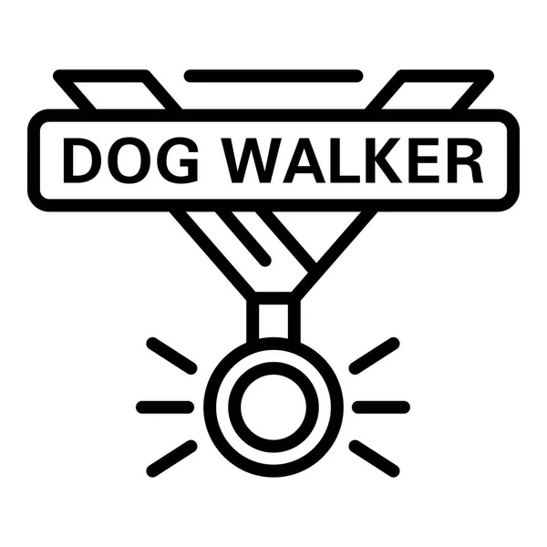 Logo de récompense pour promeneur de chien, style contour — Image vectorielle
