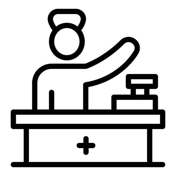 Farmacéutico en el icono de la caja, estilo de esquema — Vector de stock
