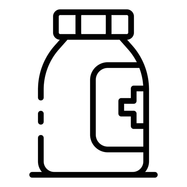 Butelka z ikoną aspiryna, styl konturu — Wektor stockowy