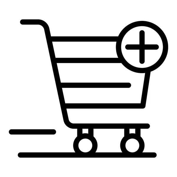 Carrito de compras más icono, estilo de esquema — Archivo Imágenes Vectoriales