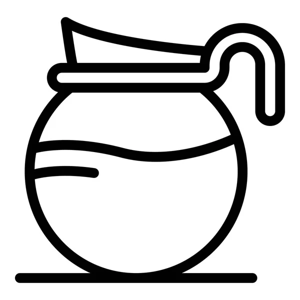 玻璃壶咖啡图标，轮廓风格 — 图库矢量图片