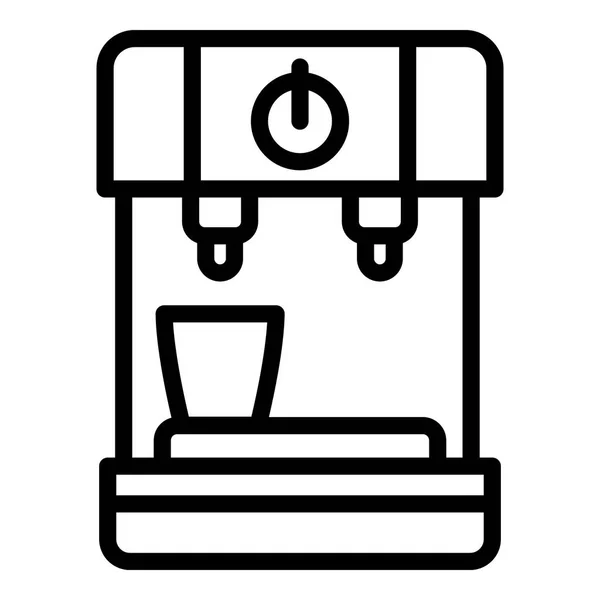 Mesin kopi dengan ikon kaca, bergaya garis besar - Stok Vektor