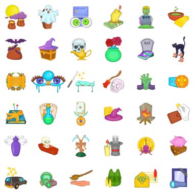 Cadılar Bayramı Icons set, karikatür tarzı