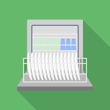 Tam bulaşık makinesi simgesi, düz stil