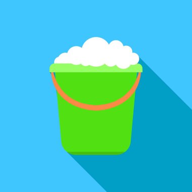 Araba yıkama kovası simgesi, düz stil