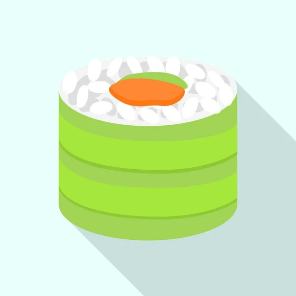Ícone de rolo de sushi verde, estilo plano — Vetor de Stock