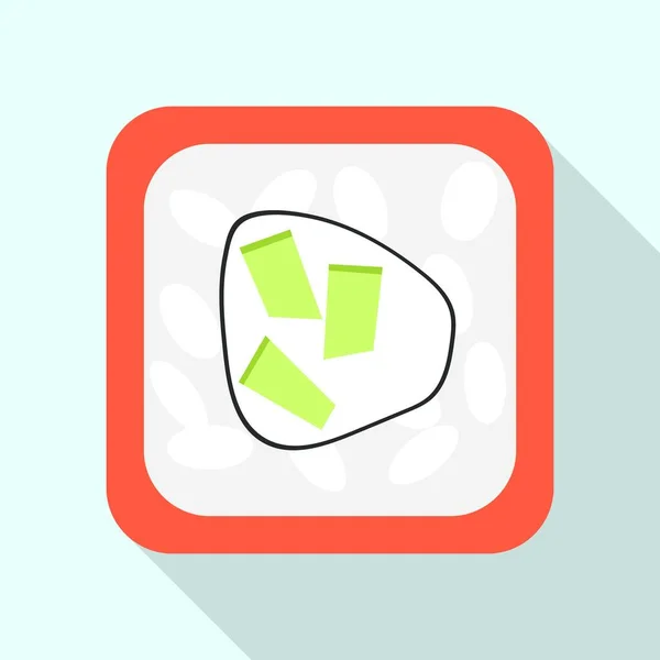 Top view sushi roll icon, flat style — 스톡 벡터