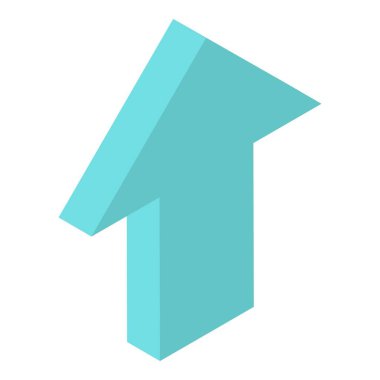 Yeşil ok yukarı simge, izometrik biçim