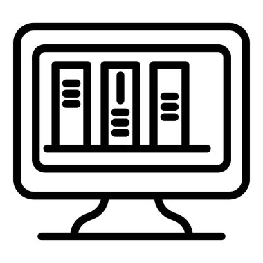 Bilgisayar ekranı simgesi üzerindeki kitaplar, özet biçimi