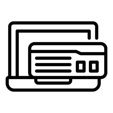 Dizüstü bilgisayar ve bilet simgesi, özet biçimi