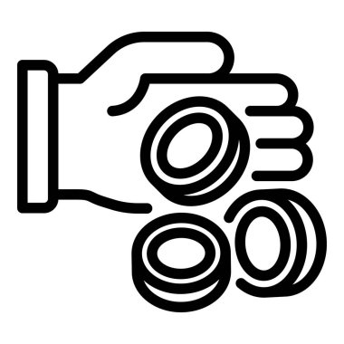 Bozuk paralar ve avuç içi simgesi, taslak biçimi