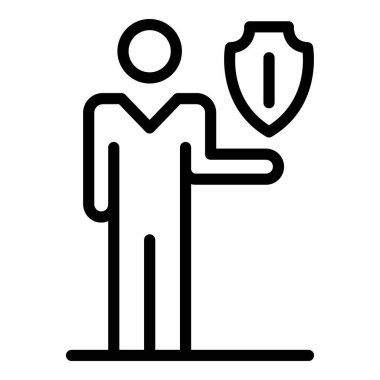 İnsan ve kalkan avuç içi simgesi üzerinde, dış hat tarzı