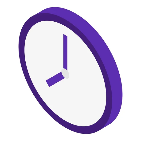 Icona orologio da parete viola, stile isometrico — Vettoriale Stock