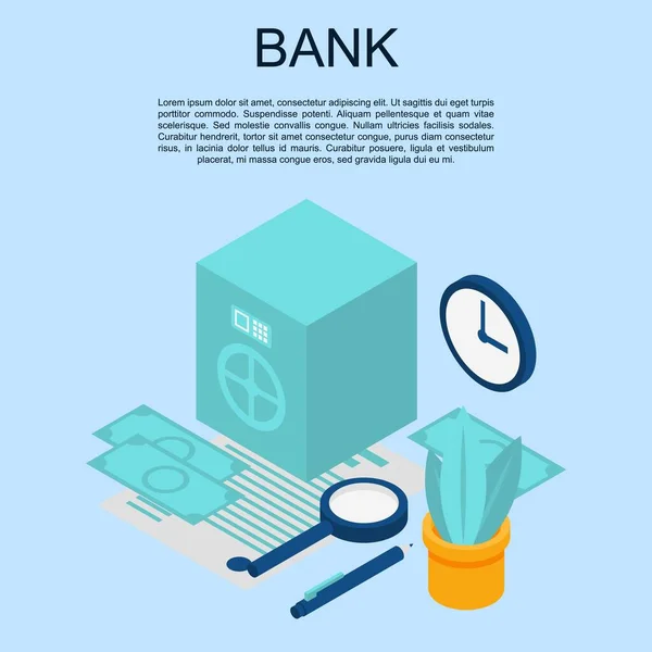 Bank concept banner, isometric style — Stock Vector