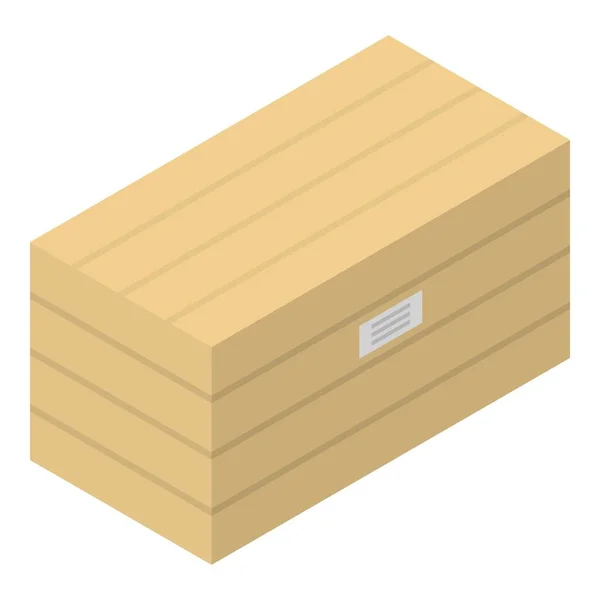 Иконка деревянного ящика, изометрический стиль — стоковый вектор