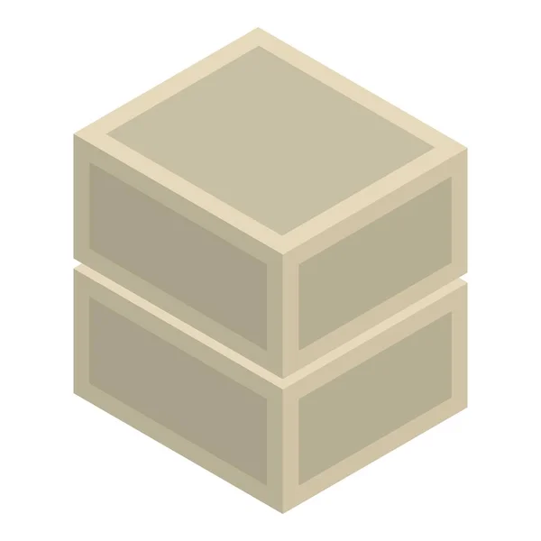 Wood box stack icon, isometric style — Stock Vector