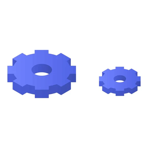 Blå kugghjul ikon, isometrisk stil — Stock vektor