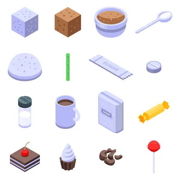 Sugar icons set, isometric style — Stock Vector