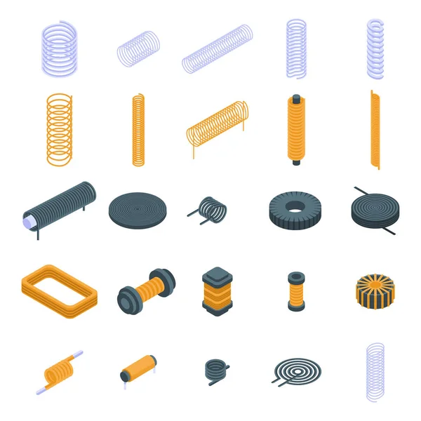 Conjunto de iconos de bobina, estilo isométrico — Vector de stock