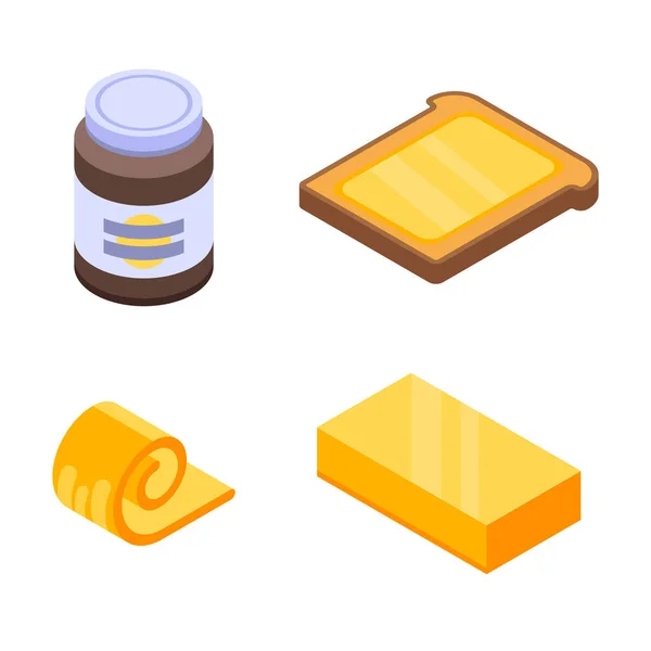 Butter icons set, isometric style — Stock Vector