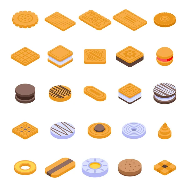 Conjunto de iconos de cookies, estilo isométrico — Vector de stock