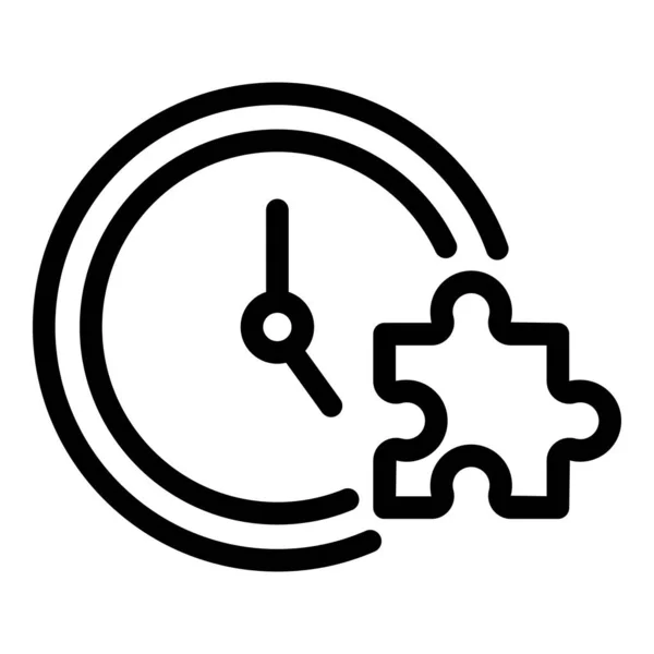Hodiny a puzzle ikona, styl osnovy — Stockový vektor