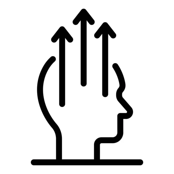 Drie pijlen van het hoofd pictogram, omtrek stijl — Stockvector