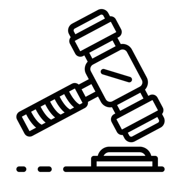 Judicial hammer icon, outline style — Stock Vector