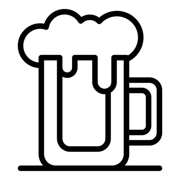 Icono de taza de cerveza completa, estilo de esquema — Archivo Imágenes Vectoriales