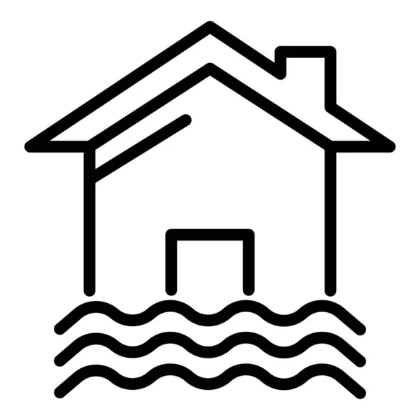 House and water icon, outline style — Stock Vector