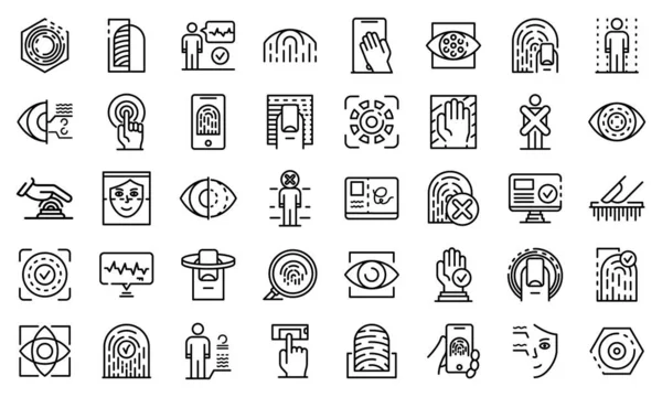Conjunto de ícones de autenticação biométrica, estilo esboço —  Vetores de Stock
