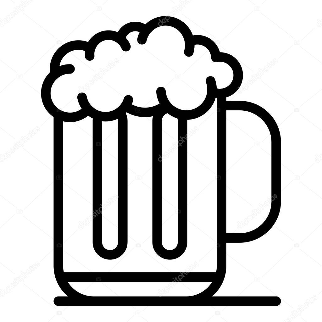 Mug of beer with foam icon, outline style
