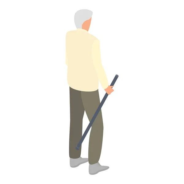Senior muž chůze hůl ikona, izometrický styl — Stockový vektor