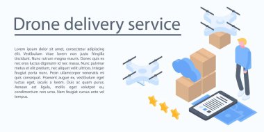 Drone servis konsepti afişi, izometrik biçim