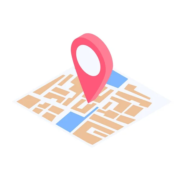 GPS kaart pin-pictogram, isometrische stijl — Stockvector