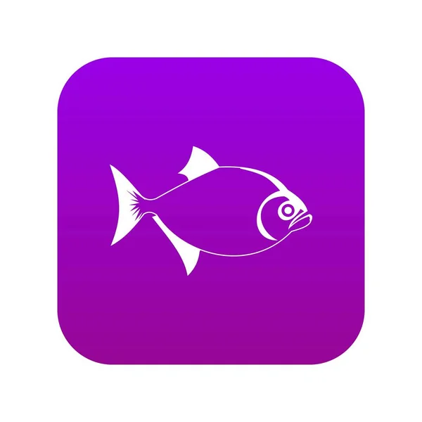 Icono de pescado digital púrpura — Archivo Imágenes Vectoriales