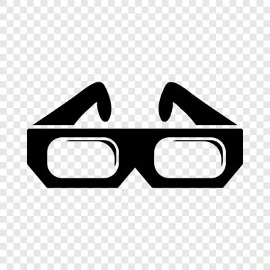 3D gözlük simgesi, basit siyah stil