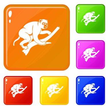 Maymun ağaç simgelerine tırmanıyor vektör rengini ayarla