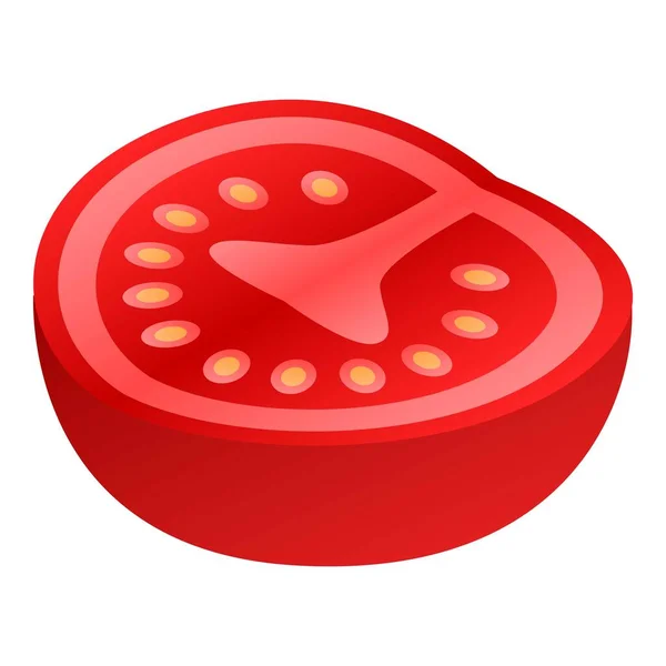 Μισό φρέσκο εικονίδιο ντομάτας, ισομετρικό στυλ — Διανυσματικό Αρχείο