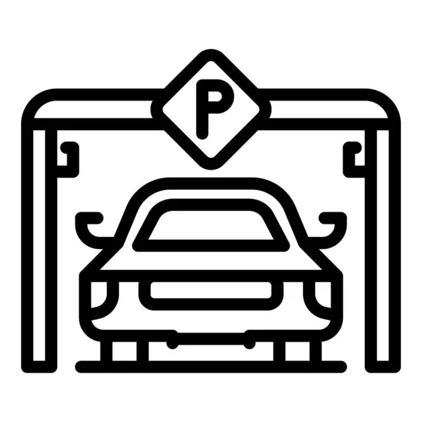 Miejska ikona parkingu podziemnego, w stylu konturu — Wektor stockowy