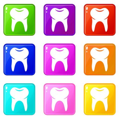 Bilgelik diş simgeleri 9 renk koleksiyonu ayarladı