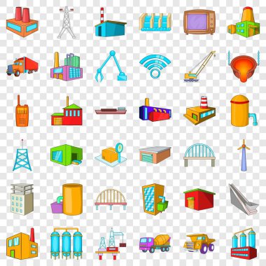 Sanayi Icons set, karikatür tarzı