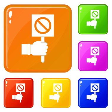 Dur panosu simgelerini gösteren el vektör rengini ayarla