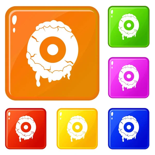 Scary eyeball icons set vector color — Stock Vector