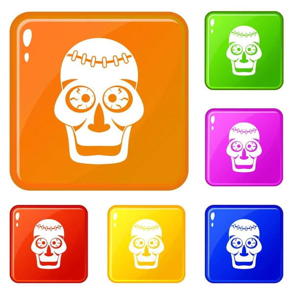 Skull icons set vector color